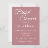 ほこりっぽいバラシンプルスタイルブライダルシャワー 招待状 (正面)