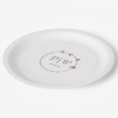 ほこりっぽいバラシンプルハートリースモノグラム結婚ズ ペーパープレート (アングル)