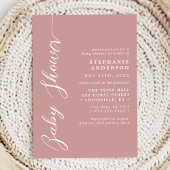 ほこりっぽいバラシンプルピンクモダンのスクリプトベビーシャワー 招待状