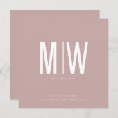 ほこりっぽいバラスクエアモノグラムウェディング日付を保存 (正面/裏面)