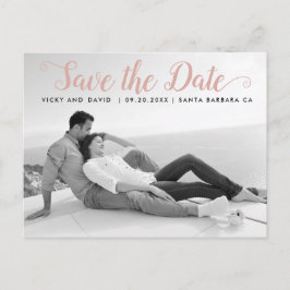 ほこりっぽいバラスクリプト結婚式の写真を保存する ポストカード