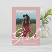 ほこりっぽいバラスクリプト2枚の写真の卒業 招待状 (スタンド正面)