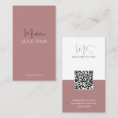 ほこりっぽいバラスクリプトQRコードモダン 名刺 (正面/裏面)