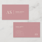 ほこりっぽいバラスタイリッシュピンクモノグラムモダン 名刺 (正面/裏面)