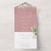 ほこりっぽいバラストリングライトグリーナリーモノグラム結婚ズ オールインワン招待状 (内側)