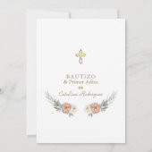 ほこりっぽいバラスペインのフローラ1st誕生日&バプテスマ 招待状 (裏面)