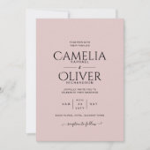 ほこりっぽいバラタイポグラフィのみ結婚式招待状 招待状 (正面)