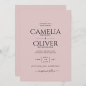 ほこりっぽいバラタイポグラフィのみ結婚式招待状 招待状 (正面/裏面)