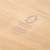 ほこりっぽいバラチノワセリークレストモノグラム結婚ズ アクリル招待状 (レイダウン)