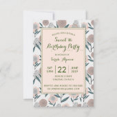 ほこりっぽいバラハンドドロードフローラスウィート16誕生日 招待状 (正面)