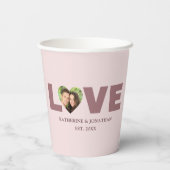 ほこりっぽいバラハート切り出しラブカップル写真 紙コップ (裏面)