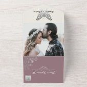 ほこりっぽいバラバタフライ結婚式招待状 オールインワン招待状 (外側)