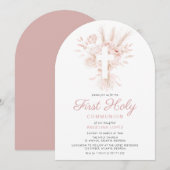 ほこりっぽいバラパンパフローラ第1聖体 招待状 (正面/裏面)