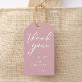 ほこりっぽいバラパーソナライズされたピンク結婚ロマン ギフトタグ