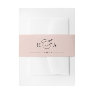 ほこりっぽいバラピシンプルンクモノグラム結婚ズ 招待状ベリーバンド