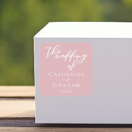 ほこりっぽいバラピフェミニンンク結婚タイポグラフィ スクエアシール