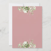 ほこりっぽいバラピンクかわいいフローラ緑1歳の誕生日 招待状 (裏面)