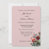 ほこりっぽいバラピンクと赤いバラのフローラ 招待状 (正面)