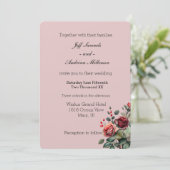 ほこりっぽいバラピンクと赤いバラのフローラ 招待状 (スタンド正面)