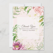 ほこりっぽいバラピンクと金ゴールドフローラ結婚グリーンI 招待状 (裏面)