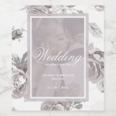 ほこりっぽいバラピンクのカスタムウェディングカップルの写真 ワインラベル (シングルラベル)