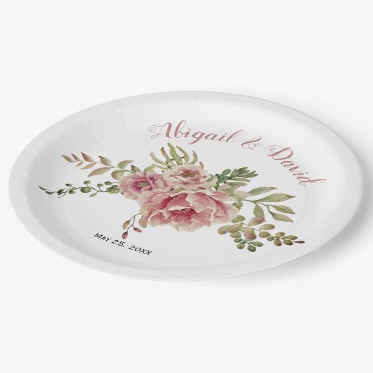 ほこりっぽいバラピンクのサボテンの花結婚、多肉質 ペーパープレート (アングル)