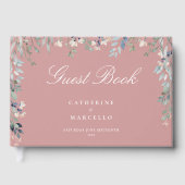 ほこりっぽいバラピンクのフローラワイルドフラワーカスケード結婚ズ ゲストブック (正面)