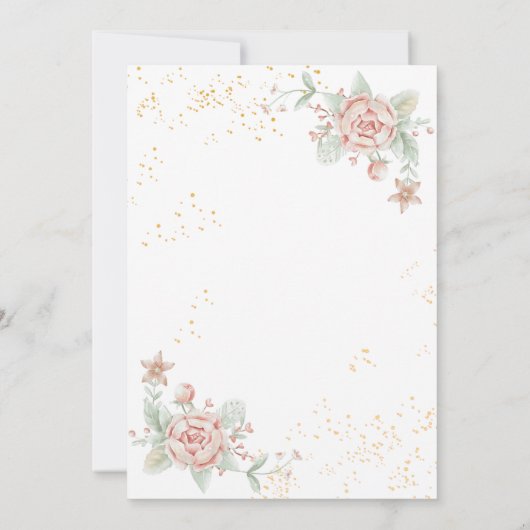 ほこりっぽいバラピンクのフローラ牡丹は日付を結婚保存 招待状 (裏面)