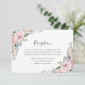 ほこりっぽいバラピンクのフローラ結婚披露宴 エンクロージャーカード (スタンド正面)