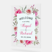 ほこりっぽいバラピンクの水の色結婚の花の歓迎 アクリルサイン (傾斜)