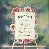 ほこりっぽいバラピンクの水の色結婚の花の歓迎 アクリルサイン (ニュートラル)