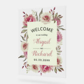 ほこりっぽいバラピンクの水の色結婚の花の歓迎 アクリルサイン (傾斜)