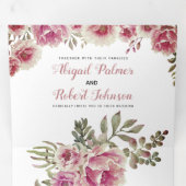 ほこりっぽいバラピンクの水色の結婚花 三つ折り招待状 (内部最初)