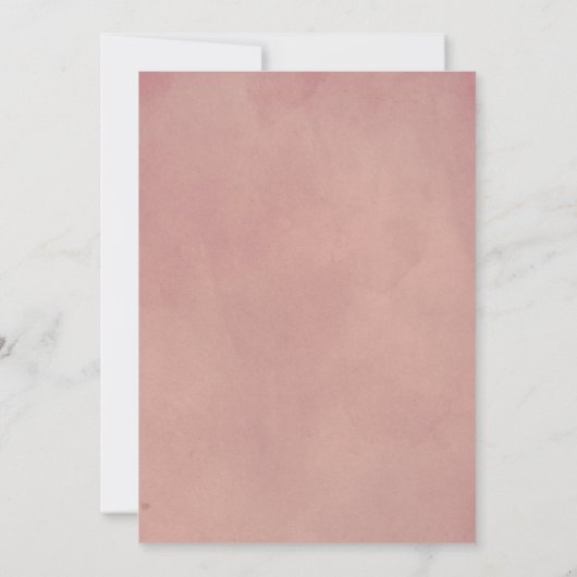 ほこりっぽいバラピンクの花と結婚アーチ 招待状 (裏面)