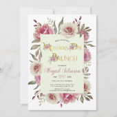 ほこりっぽいバラピンクの花マザーズ・デイ・ブランチ 招待状 (正面)