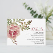 ほこりっぽいバラピンクの花結婚フローラの詳細 エンクロージャーカード (スタンド正面)