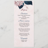 ほこりっぽいバラピンクの花葉ネイビーズ結婚の メニュー (正面)