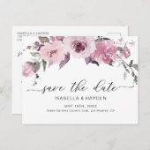 ほこりっぽいバラピンクの赤面フローラ花の日付を保存 案内ポストカード (正面/裏面)