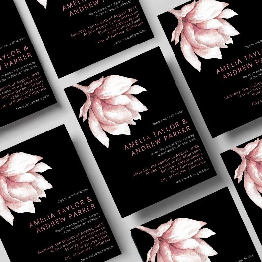 ほこりっぽいバラピンクウォーターエレガントカラーモダン結婚ズ 招待状