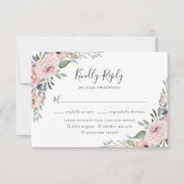 ほこりっぽいバラピンクウォーターカラーフローラ |食事の選択 出欠カード