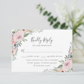 ほこりっぽいバラピンクウォーターカラーフローラ |食事の選択 出欠カード (スタンド正面)