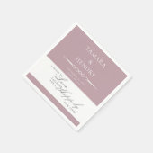 ほこりっぽいバラピンクエレガントなウェディングトーストパーソナライズされた スタンダードカクテルナプキン (角)