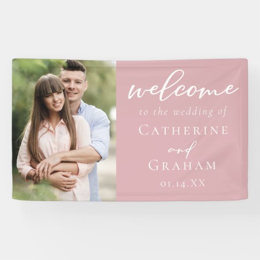 ほこりっぽいバラピンクカップル写真ロマンチック結婚ズ 横断幕 (横)