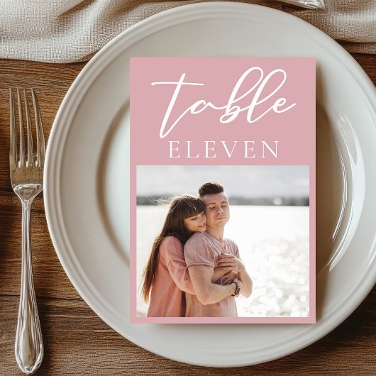 ほこりっぽいバラピンクカップル結婚写真 テーブルナンバー