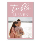 ほこりっぽいバラピンクカップル結婚写真 テーブルナンバー (裏面)