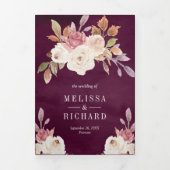 ほこりっぽいバラピンクカボチャアイボリーフローラプラム結婚ズ 三つ折り招待状 (カバー)