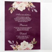 ほこりっぽいバラピンクカボチャアイボリーフローラプラム結婚ズ 三つ折り招待状 (内部最初)