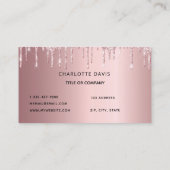 ほこりっぽいバラピンクグリッタードリップモノグラムイニシャル 名刺 (裏面)