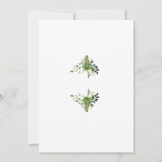 ほこりっぽいバラピンクグリーナリーモノグラム確認 招待状 (裏面)