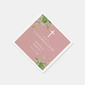 ほこりっぽいバラピンクグリーンフローラ確認 スタンダードカクテルナプキン (角)